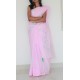 Baby Pink Hand embroidered Organdy Saree